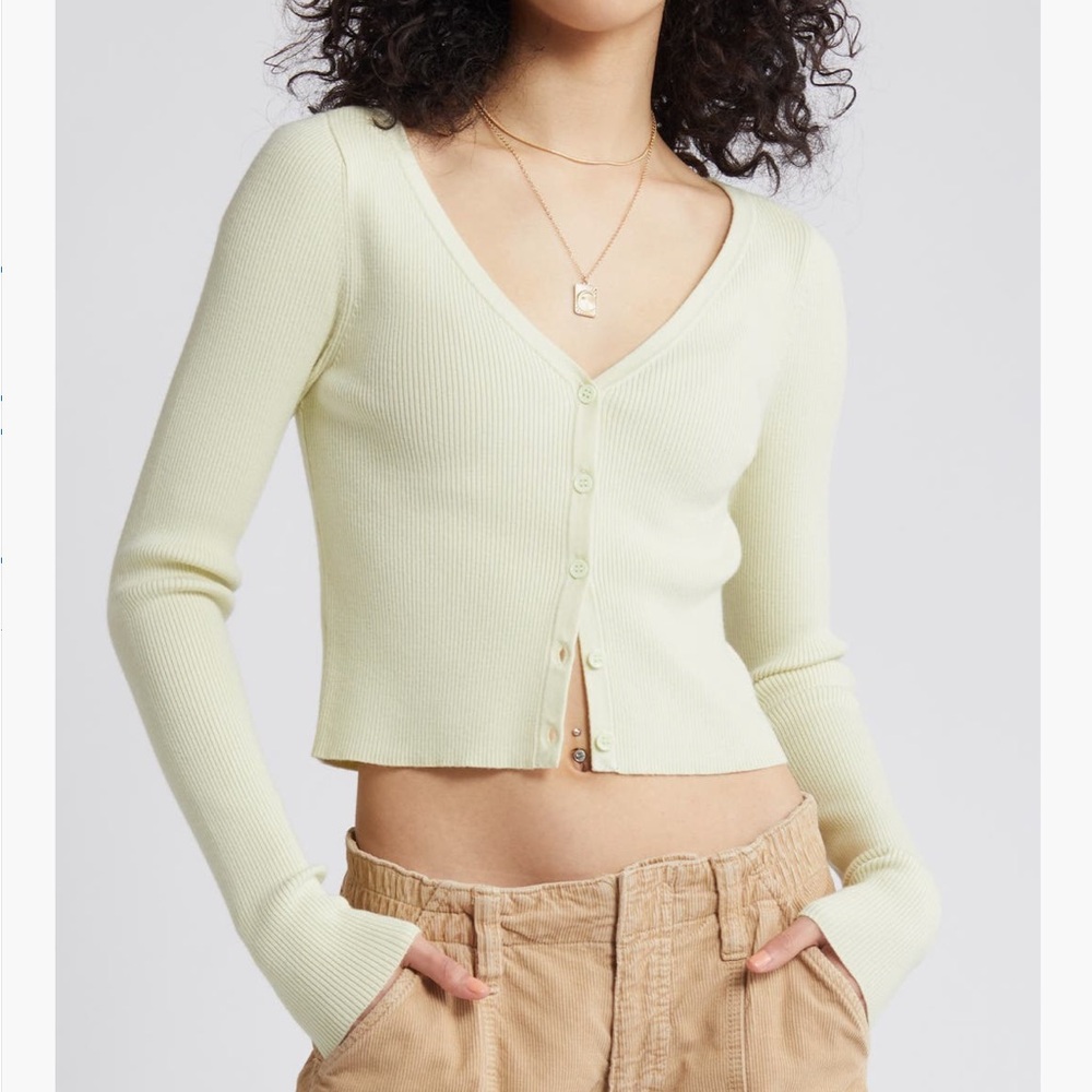 Light Yellow Ribbed Cardigan